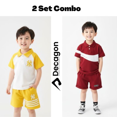 2 Set Combo Kids Premium PK Polo Set | Red & Yellow