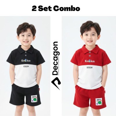 2 Set Combo Kids Premium PK Polo Set | Red & Black