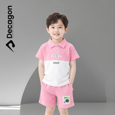 Kids Premium PK Polo Set | SMILE Print  Pink
